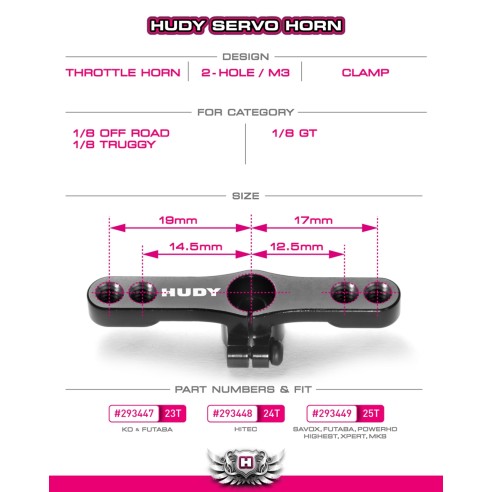 Squadretta Throttle Servocomando  in Alu 23T HUDY